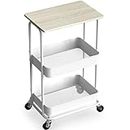 SimpleHouseware 2-Tier Rolling Utility Cart with Top Board, Maple