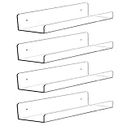 CY craft Clear Acrylic Floating Shelves Display Ledge, 5 MM Thick Wall Mounted Storage Shelf for Kitchen/Bathroom/Office,Invisible Kids Bookshelf and Spice Rack,15 Inch,Set of 4