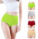 Think Tech High Waist Maternity Cotton Panty for Women High Waist Panty for Women Parrot Green I Grey I Maroon I Skin l Size Pack of 4