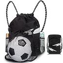 EDNYZAKRN Drawstring Gym Bag, Large Capacity Football Backpack with Detachable Ball Mesh Bag for Adult Boys Girls, Waterproof Sport Equipment Bag Suitable for Basketball Volleyball Baseball