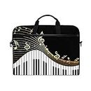 Musical Golden Piano Key Music Note 13 13.3 14 Inch Laptop Shoulder Messenger Bag Case Sleeve Briefcase with Handle Strap for Men Women, Gold