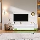 TV Stand for 55/65/75 Inch TV, TV Cabinets with Variable LED Lighting, Entertainment Center with Glass Partitions, Modern TV Cabinets with Drawers Living Room High Gloss Media Storage Console (White)