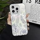 Case Creation 3D Aesthetic Cute Trendy Bling Case for iPhone 11 Pro Max Luxury Glitter Colorful Dream Feather Art Laser Printing Phone Case for Women Girls Teens Gradient Luxe Leaf Sparkling Cover