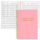 Accounting Ledger Book - A5 Check Register for Small Businesses & Personal Use, Account Book for Tracking Money, Expenses, Deposits & Balance, 5.8" x 8.6" (Pink)