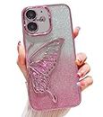 Twikka Stylish Designed for iPhone 11 Cover with Luxury Glitter Cute Butterfly Plating Design Aesthetic Women Teen Girls Back Cover Cases for iPhone 11 Cover (Rose Gold)