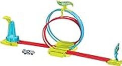 ​Hot Wheels® Neon Speeders™ Track Set, Laser Stunt Slamway with 1 Hot Wheels® Car, Tri-Colored Track, Connects to Other Sets, Easy Storage