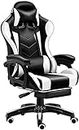 TATSEN Gaming Chair with Footrest & Headrest and Back Support Swivel Chair Adjustable Back Angle and Arm High Back Leather Racing Computer Desk Office Chair