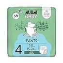 Pañales de entrenamiento ecológicos Muumi Baby, talla 4, 7-11 KG, 40 pañales braguita premium | suaves y agradables para la piel, tsin productos químicos innecesarios |
