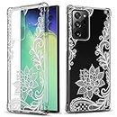 GREATRULY Floral Clear Galaxy Note 20 Ultra Case for Women Girls,Pretty Phone Case for Samsung Galaxy Note 20 Ultra,Flower Design Slim Soft Transparent Drop Proof TPU Bumper Silicone Cover Shell,FL-S