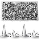 230 Sets Cone Spikes, MaehSab Metal Tree Spikes, Screwback Spike Studs Rivets for Halloween Cosplay DIY Leather Craft Decoration Punk Rock Style Clothing Accessories (Silver)