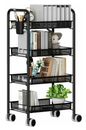 Kitchen Storage Cart on Wheels 4Tier Utility Rolling Cart with Baskets/Wheels