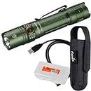 Fenix PD35 v3.0 Rechargeable Tactical Flashlight, 1700 Lumens EDC with Battery and LumenTac Organizer (Green)