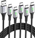 INIU USB C Charger Cable 3.1A, [5Pack, 2m+2m+1m+1m+0.5m] QC 3.0 Phone Charger Type C Fast Charging Cable for Samsung Galaxy iPhone 15 Pro Max Plus PlayStation 5 Google Pixel 6 5 Huawei PS5 Switch etc.