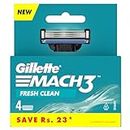 Gillette Mach 3 Manual Shaving Razor Blades-Pack Of 4(Cartridge, S), Men