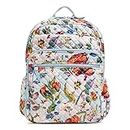 Vera Bradley Women's Cotton XL Campus Backpack Bookbag, Sea Air Floral - Recycled Cotton, One Size