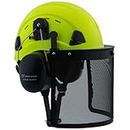 Forestry Helmet with Face Shield and Ear Muffs,LOHASTAR Safety Helmet Chainsaw Garden Tree Cutting Logging Work Arborist Hard Hat(A3 Green+Mesh face Shield+Earmuff)