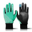 FINGER TEN Winter Gloves Touchscreen for Kids Boys Girls Running Thermal Gloves for Cold Weather, Youth Lightweight Warm Touch Screen Gloves for Hiking Skating Football (Green, Medium)