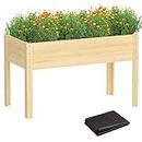 Wooden Raised Garden Bed with Legs, 48x24x30in Cedar Elevated Planter Box Outdoor with Bed Liners for Gardening, Backyard, Patio, Balcony, Grow Herbs and Vegetables
