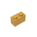 Klassischer Baustein, 1 x 2, 100 Stück Bulk Brick Block, kompatibel mit LEGO Teilen und Teilen 3004 (Farbe: Gold)