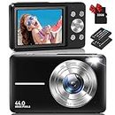 Digital Camera, Vlogging Camera Rechargeable Digital Cameras with 32G Memory Card FHD 1080P 44MP Compact Camera with 16X Digital Zoom, Portable Mini Camera with 2 Battery for Teens,Kids