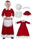 Aotiooy Mrs. Claus Costume for Women Deluxe Adult Miss Santa Clause Dress Christmas Outfit