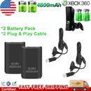 2x Rechargeable Battery Pack Charger Cable Dock For Xbox 360 Wireless Controller