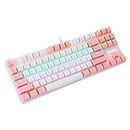 FASHIONMYDAY Computer Desktop Wired Gaming Keyboard 87 Keys Layout for Work White+Pink | Computers & Accessories|Accessories & Peripherals|Keyboards, Mice & Input Devices|Keyboards