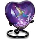 Olivia Memorials Heart Urn for Ashes Women Men Adult | Mini Hummingbird Urn for Female Male Carefully Handcrafted Funeral Decorative Small Purple Urn for Mom Dad Mother Baby Infant Pet Cat Dog