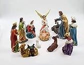 BAKA Resin Nativity/Crib Idols Set of 12 Pieces Pack - Mary, Joseph, Baby Jesus, Angel, Wise Men, The Shepherd, Animals, Multicolour 4"