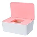 Wipe Storage Box Dustproof Tissue Storage Box Wipes Holder with Lid Dry Wet Tissue Paper for Home Office Car Pink White