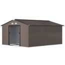 12x11 ft Large Outdoor Storage Shed Utility Garden Tool House for Bike Yard Lawn