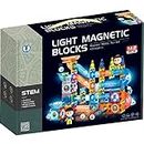 HAPPY HUES ® 142 Pcs Light Magnetic Tiles | Large Building Blocks | STEAM Educational Toys-for Kids Age 3 +Year Old Boy Girl | Creative Gift (Multicolor)