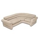 Intex Inflatable waterproof flocked top surface Corner Living Room Air Mattress, Sectional Sofa Couch for any rec room, game room, or dorm room 257 x 203 x 76 CM - Beige