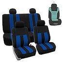 FH Group Striking Striped Seat Covers Airbag & Split Ready w. Free Air Freshener, Blue/Black Color- Fit Most Car, Truck, SUV, or Van