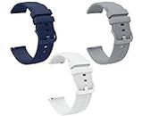 Estrenar 19mm Watch Strap Band Soft Silicone Replacement Wristband Straps with Metal Buckle Compatible with Noise ColorFit Pulse, Beat, Pro 2/Oxy & Boat Strom Smartwatch (Navy,White,Grey)