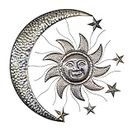 abc HOME | Wanddeko Sonne & Mond | LED´s | Solarpanel | Lichtsensor | 70 cm B
