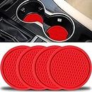 SINGARO Car Cup Coaster, 4PCS Universal Non-Slip Cup Holders Embedded in Ornaments Coaster, Car Interior Accessories, Red