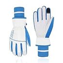 HANDLANDY Waterproof Ski Gloves for Men Women, Grip Winter Gloves Touchscreen, Warm 3M Thinsulate Insulated Snow Gloves(Blue,M)