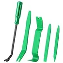 LivTee 5 pcs Auto Trim Removal Tool Kit, No Scratch Plastic Pry Tool Kit - Interior Door Panel Clip Fastener Removal Set for Vehicle Dash Radio Audio Installer (Green)