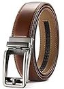 Contacts Genuine Leather Belt for Men with Easier Adjustable Autolock Buckle - Micro Adjustable Belt Fit Everywhere |Formal & Casual | Elegant Gift Box (15-Tan-Waist Size Fit from 28" to 42")………