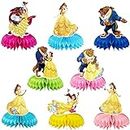 8 PCS Princess Belle Honeycomb Centerpieces Set Beauty Beast Double Sided Table Toppers Birthday Party Table Decorations for Birthday Party Baby Shower Supplies Photo Booth Props