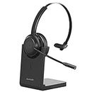 Avantalk Alto Solo - Bluetooth 5.1 Wireless Headset with Noise-Canceling Microphone for PC, Computer, Laptop, Phone & Truckers with Mute Switch, Busy Light, Charging Dock, and Wired Headphones Mode