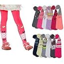 I&S 6 Pack Girl's Winter Tights Fashion Kids Stretch Comfortable Assorted Colors Prints Designs, Assorted Prints & Designs, 7-10 Years