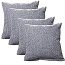 Tennove Throw Pillow Cases Pack of 4, 18" x 18" Cotton Linen Pillowcase Vintage Style Square Pillow Shell Protectors Decorative Cushion Covers for Sofa, Couch, Bed, Bench,Grey