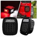 Smoked Square Rear Combination Tail Lights Lamps Assembly Replacement for 1979-2006 Wrangler TJ YJ CJ5 CJ7 with Passenger and Driver Side Marker Stop Turn Signal Brake Lights DOT Certified, 2Pcs