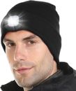 Attikee LED beleuchtete Beanie Kappe für Erwachsene, USB wiederaufladbar 4 LED Scheinwerfer Mütze,