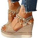 Onsoyours Sandals Women's Platform Wedge Sandals Women Sandals Wedge Heel Summer Shoes Flat Shape Slingback A Dorado 39 EU