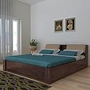 Ganpati Arts Solid Sheesham Wood Mayor Queen Size Bed with Box and Heaboard Storage for Bedroom Wooden Palang Double Bed Furniture (Walnut Finish) 1 Year Warranty