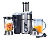 GOTMORE Juicer Machine, Blender & Grinder Combo 3 in 1 for Smoothies, Juice, Processing, Grinding & More 1300W Centrifugal Juice Extractor for Fruit Vegetable with 5 Speeds LCD Screen, Easy to Clean