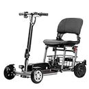 Lightweight (Only 50 lbs) 4 Wheel Foldable Mobility Scooters for Adults and Seniors - Airline Friendly - Detachable Lithium Battery 15 Mile Long Range - 265lbs Capacity